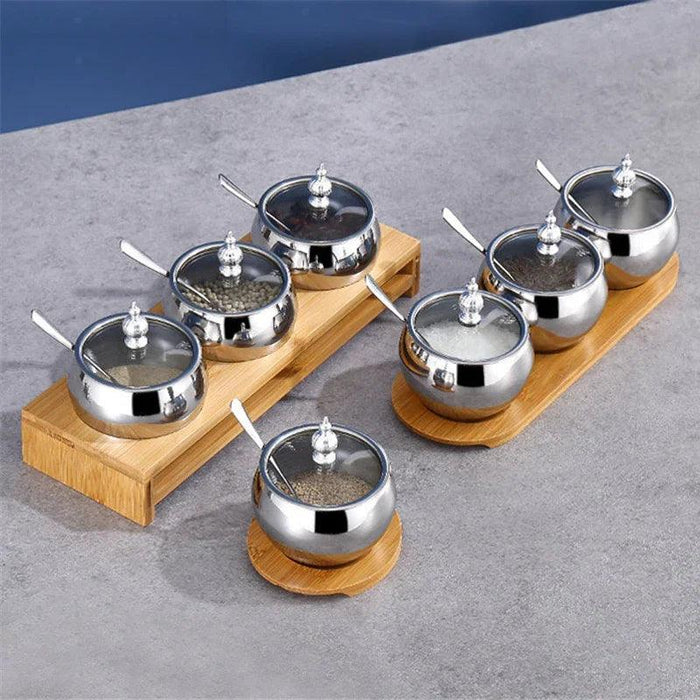 Stainless Steel Spice Storage and Oil Sprayer Set - Essential Organizer for Culinary Lovers