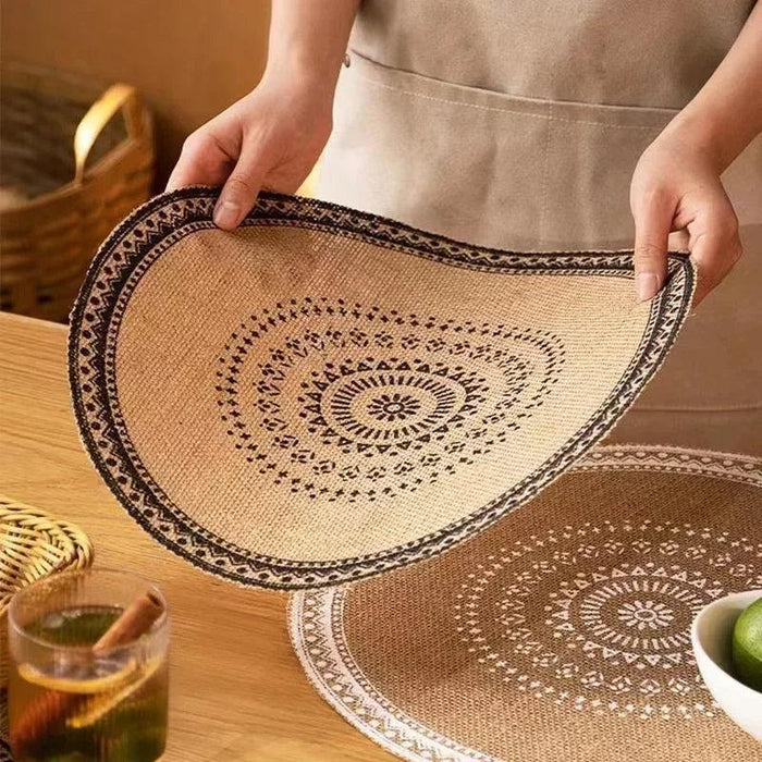 Eco-Friendly Non-Slip Jute Round Placemats - Elegant Dining Table Accessories for Entertaining and Celebrations