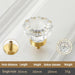 Chic Gold-Base Crystal Glass Knobs for Stylish Kitchen Cabinets and Furniture