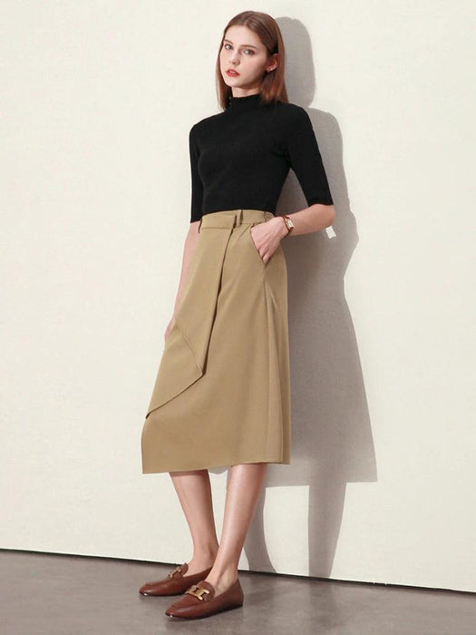 Women's High Waist A-line Minimalist Skirt - Irregular Design for Versatile Office & Casual Looks - Spring 2023 Collection