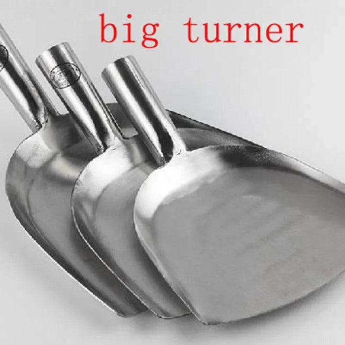 Professional Stainless Steel Turner with Extended Handle - Essential Wok Tool for Culinary Excellence