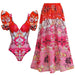 Ruffled Floral Brazilian Swim Set - Fashionable Skirted Beachwear for Women