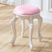 Elegant Silver White Leather Vanity Stool with European Flair