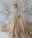 Stunning Bespoke Off-Shoulder Sequin Wedding Ball Gown with Elegant Long Sleeves