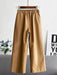 Sheepskin Leather Wide-Leg Trousers - Elegantly Casual