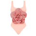 Ruffled Floral Push-Up One Piece Swimsuit - Women's Slimming Beachwear Set