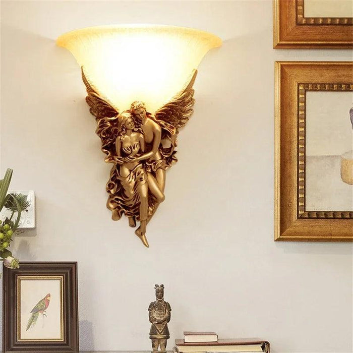 Whimsical Nordic Angel Resin Wall Lights - Unique LED Decor for Indoor Spaces