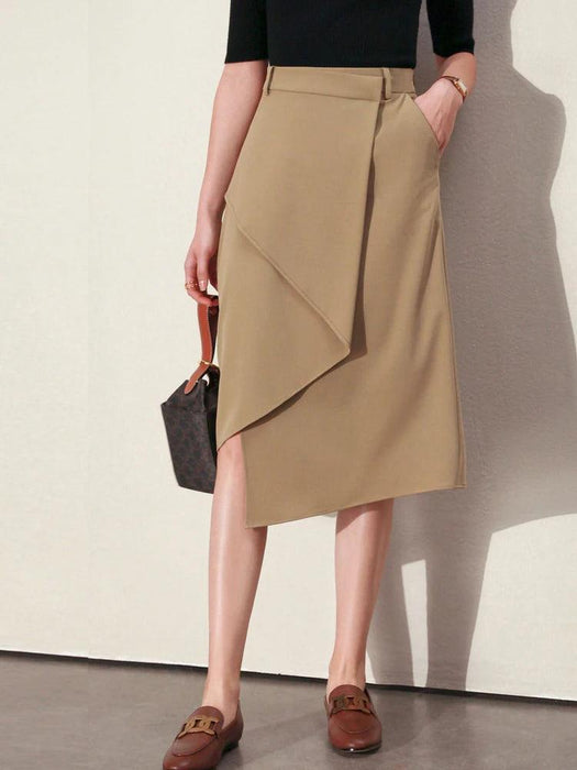 Women's High Waist A-line Minimalist Skirt - Irregular Design for Versatile Office & Casual Looks - Spring 2023 Collection