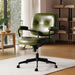 Elegant White Leather Rolling Desk Chair with Swivel Motion