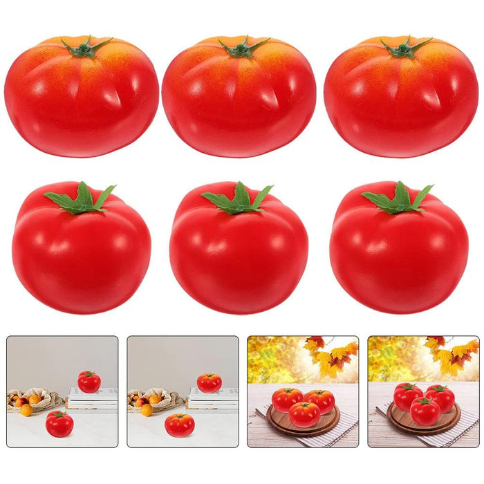 Lifelike 6-Piece Faux Tomato Collection - Realistic Decorative Props for Home and Retail Spaces