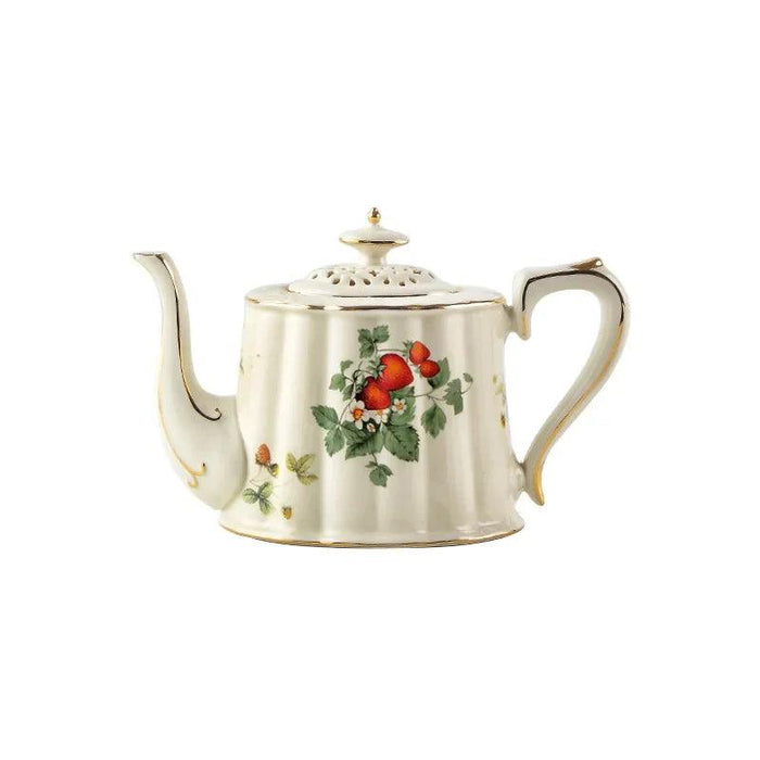 Elegant Bone China Tea and Coffee Set with Intricate Gold Floral Design - Includes Teapot and Cups