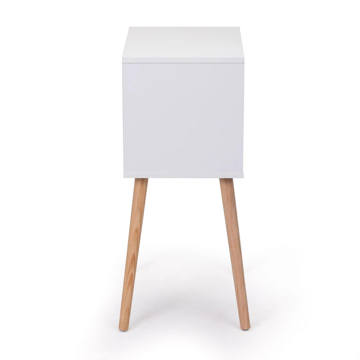 Set of 2 Elegant White and Walnut Nightstands - Modern Multifunctional Bedside Tables with Generous Storage