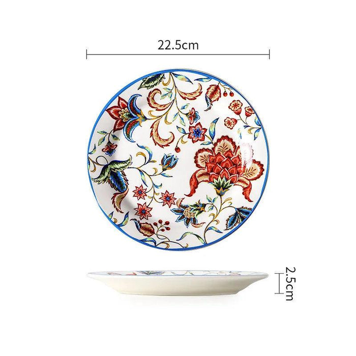 Vibrant Underglaze Ceramic Dinner Plates for Steak, Pasta, and Salad - Stylish Dishware for Your Kitchen