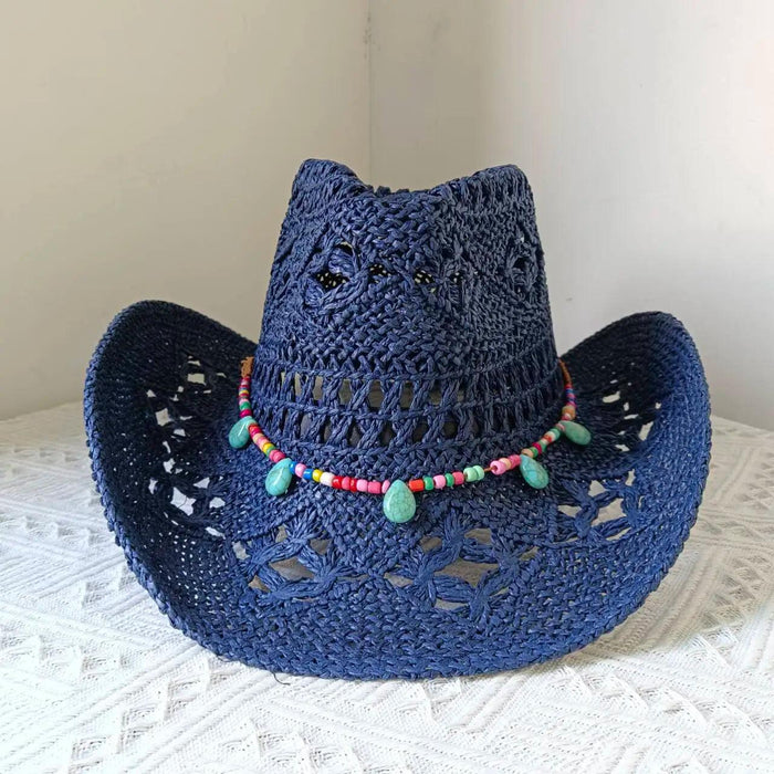 Lake Blue Western Cowboy Straw Hat Unisex with Adjustable Size