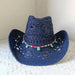 Lake Blue Western Cowboy Straw Hat Unisex with Adjustable Size