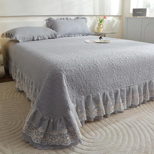 Laced Elegance Solid Color Bed Cover (No Pillowcase)