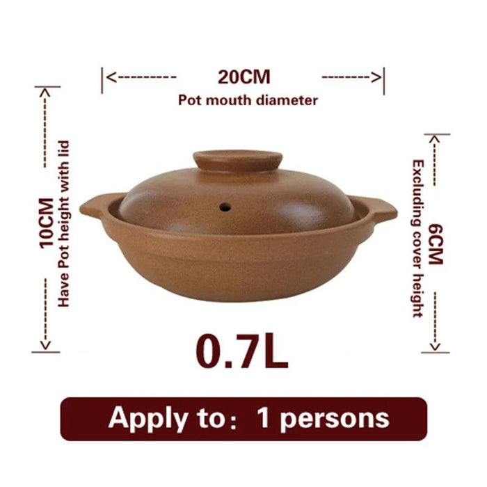 Traditional Unglazed Chinese Clay Casserole - Authentic Stew Pot for Gas Stove Cooking