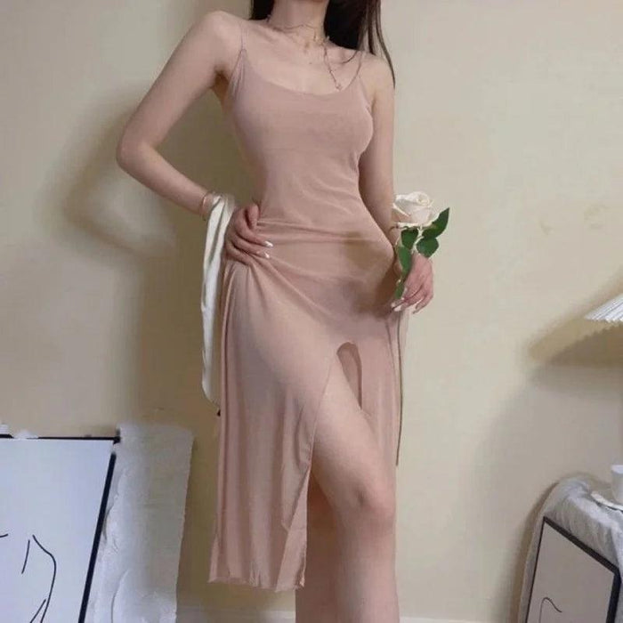 Elegant Summer Solid Color Maxi Dress with Side Slit