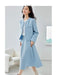 Elegant Blue Tweed Women's 2-Piece Suit Set with Cropped Jacket and Midi Skirt for Spring Style