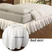 Embroidered Floral Cotton Queen Bed Skirt - Elastic Fit with Elegant Finish