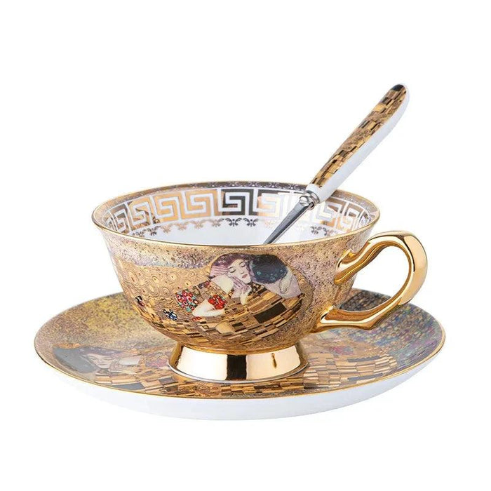 Klimt Kiss Artistic Bone China Tea and Coffee Set with Luxury Gift Box