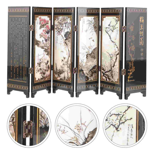 Vintage Chinese Mini Folding Desk Screen - Elegant Room Divider for Home and Office