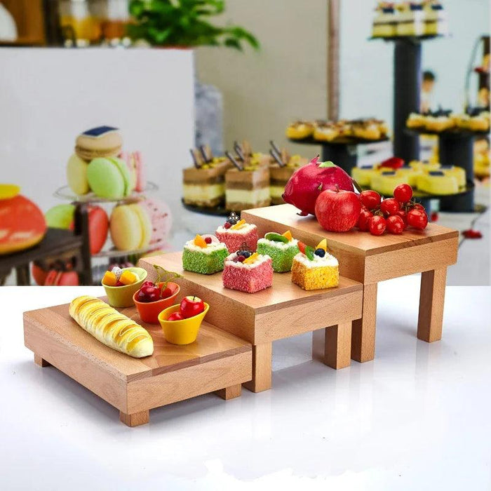 Charming Vintage Wooden Multi-Tier Treat and Snack Display Rack for Events and Celebrations