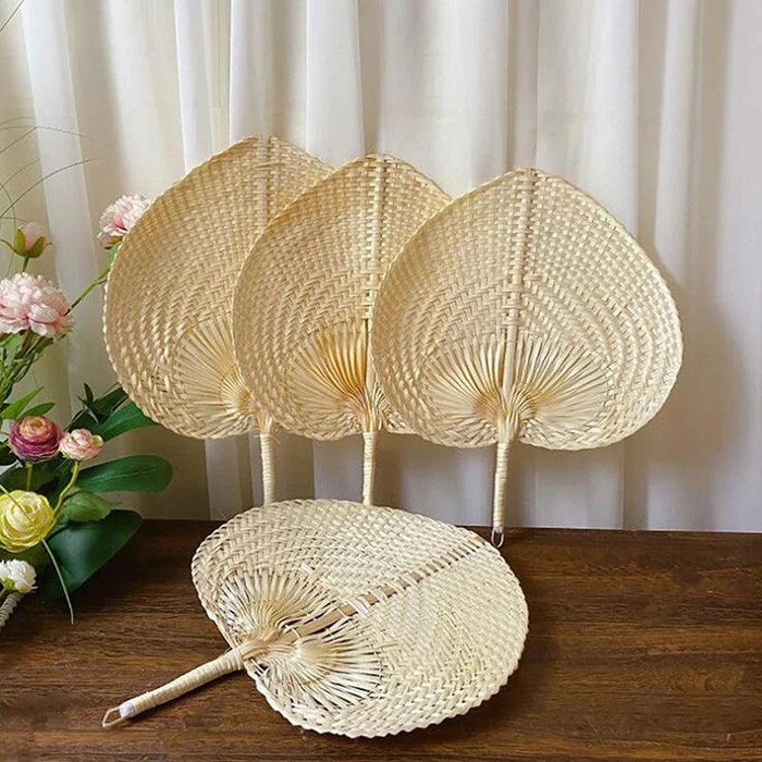 Handcrafted Bamboo Heart-Shaped Fan for Summer Celebrations and Home Elegance