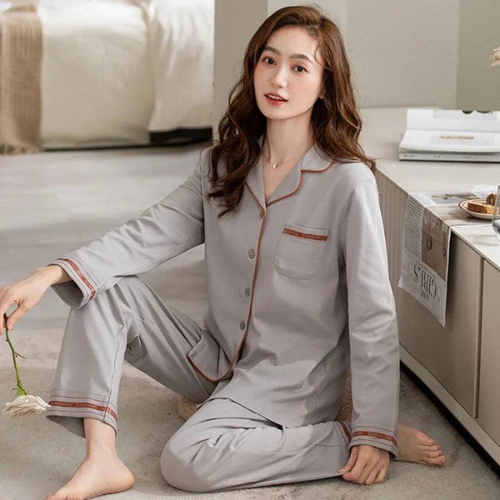 Chic Korean Unisex Cotton Sleepwear Set for Luxurious Comfort