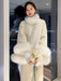 Chic Korean Wool Cape Coat for Women with Luxurious Fox Fur Trim - Must-Have Autumn Outerwear