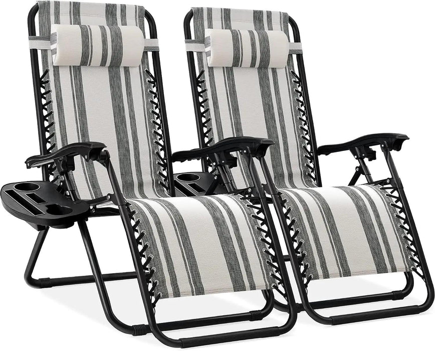 Luxury Zero Gravity Lounge Chairs Set with Accessories in Elegant Black