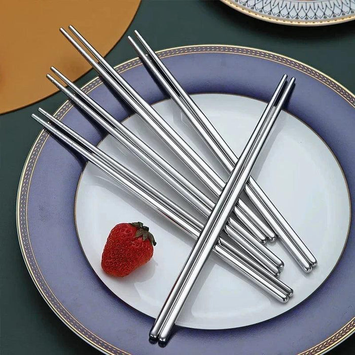 Elegant Non-Slip Stainless Steel Sushi Chopsticks Set for Asian Dining