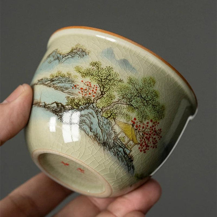 Elegant Landscape Ceramic Tea Cup for Traditional Kung Fu Tea Ceremony