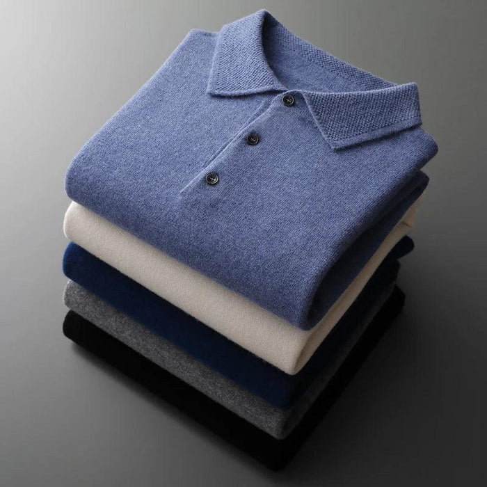 Luxurious Men's 100% Pure Wool Cashmere Polo Neck Sweater