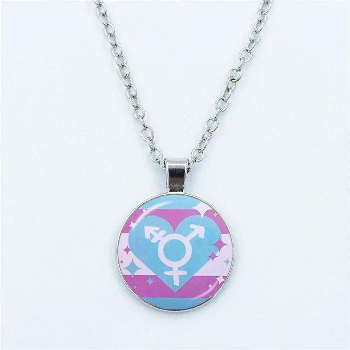 Vibrant Customizable Rainbow Glass Pendant Necklace for Love and Pride Celebration