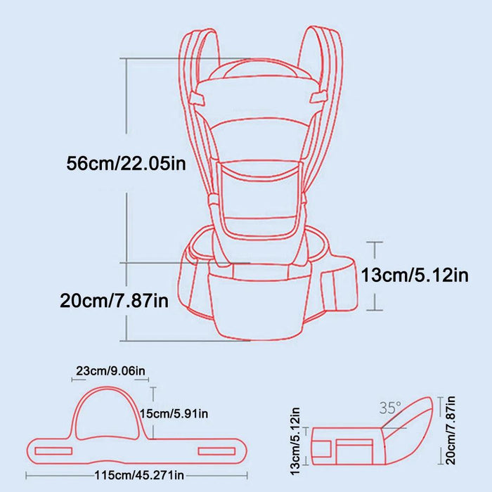 Multifunctional Ergonomic Baby Carrier with Hipseat and Kangaroo Wrap for Infants and Toddlers