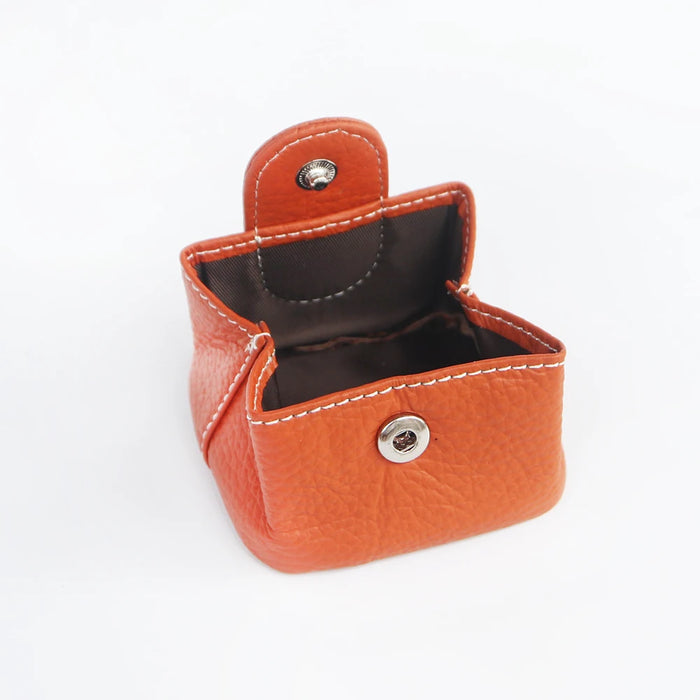 Compact Cowhide Leather Coin Wallet with Customizable Storage Options