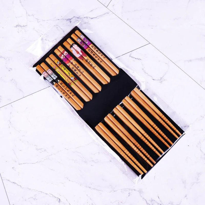 5 Pairs of Non-Slip Japanese Bamboo Chopsticks