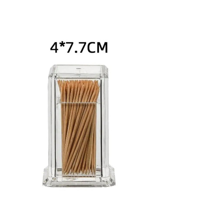 Elegant Clear Acrylic Toothpick and Cotton Swab Dispenser - Hygienic Organizer for Home and Hospitality