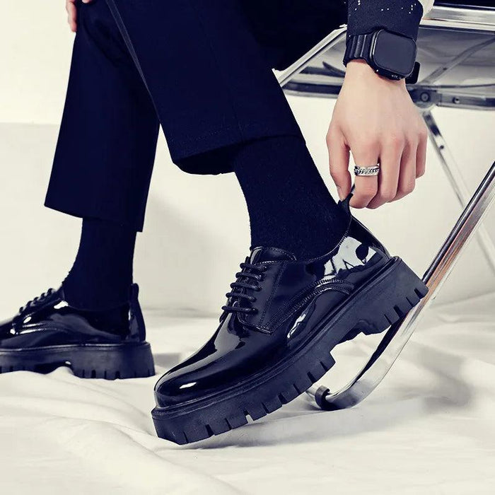 Elegant Black Patent Leather Dress Shoes for Men