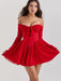 Chic Off-shoulder Backless Red Mini Dress for Women