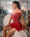 Crimson Glamour Feather Mini Dress - Luxe Edition