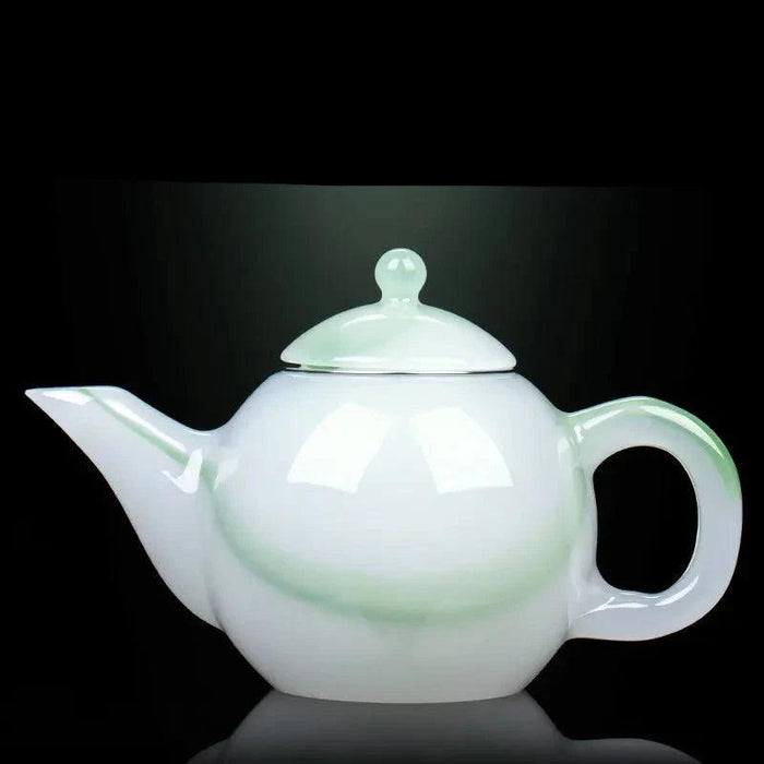 Elegant Jade Green Porcelain Tea Set - Deluxe Brewing Experience