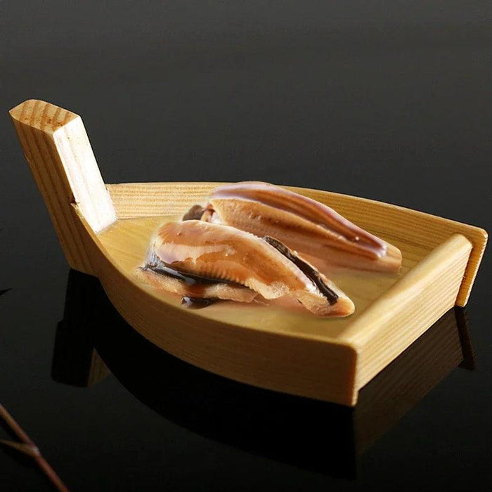 Chic Wooden Sushi Serving Tray - Artistic Dishware for Asian Culinary Experiences