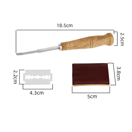 European Bread Trimmer Set with Leather Case - Stainless Steel Blades Kit