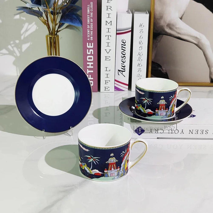 Charming Retro Ceramic Couple's Cup and Saucer Set - Elevate Your Drinking Moments at Home and Work