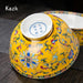 Ornate Chinese Ceramic Salad Bowl Set with Gold Trim - Elegant Enamel Tableware for Stylish Dining