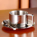 Elegant Double-Walled Stainless Steel Coffee Cup Set with Saucer and Spoon - Perfect Gift for Coffee Lovers