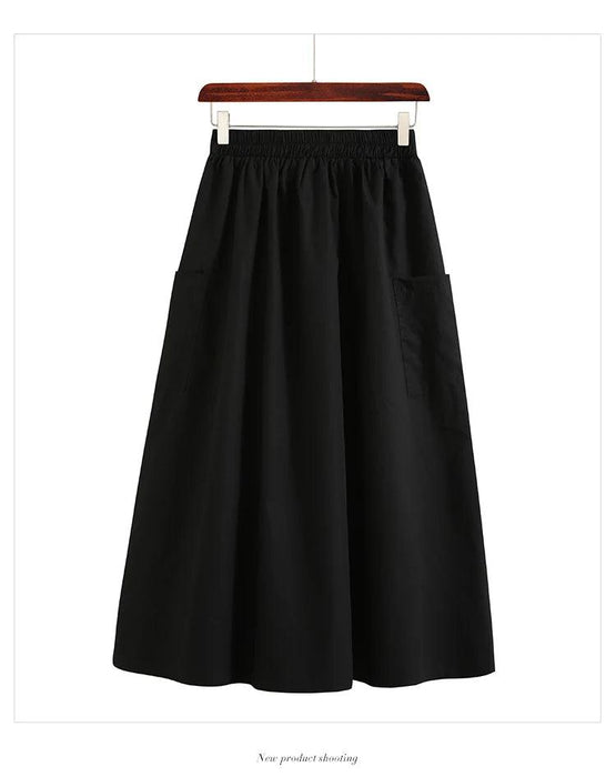 High-Waisted Flowing Casual Skirt for Women - Solid Color Long Dress for Spring and Summer