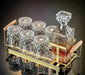 Artisan Crystal Wine and Whiskey Glass Set with Stylish Display Rack